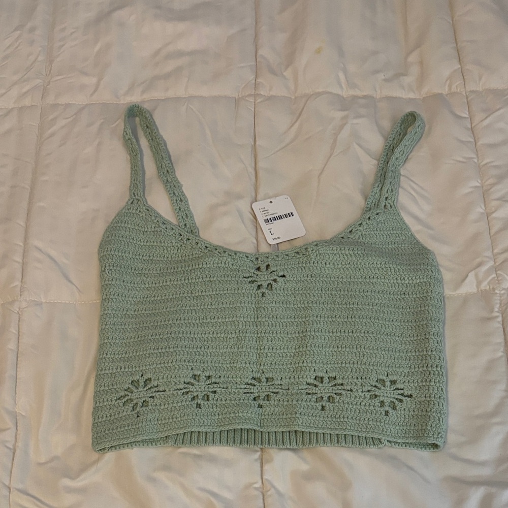 Elegant Knit Crop Top in Mint Green